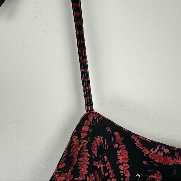 Eva Blue Dress Size 8 Petite Black Red Beaded Sequin Y2K Asymmetrical Whimsygoth - Picture 6 of 11